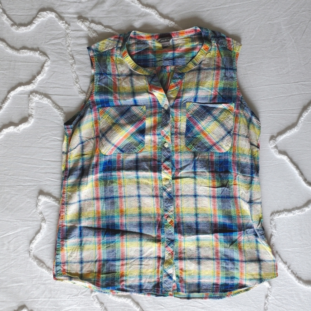 Eddie Bauer- Women's L- Button up- Sleeveless Top